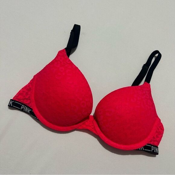 PINK Victoria's Secret Other - Victoria’s Secret Hot Pink Leopard Print Push-Up Bra​